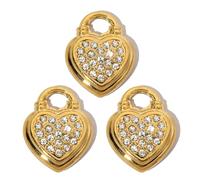 YUGSHNKFC Pack Of 3 Sturdy Heart Charm French Vintage Heart Designs Pendant With Rhinestones Detailing For Jewelry Crafting Stylish Jewelry Add On