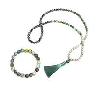 YUGSHNKFC Pine Stone Necklace Set 108 Tibetan Natural
