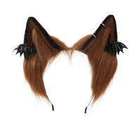 YUGSHNKFC Punk Furry Ear Hairhoop for Women with Bat Plush Hairband LolitaStyle Cosplay Headband Party Costume Halloween Headdress