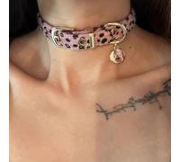 YUGSHNKFC Punk Girl Leopard Print Adjustable Chokers for Women and Girls with Round Metal Pendant Necklace Vintage Styles