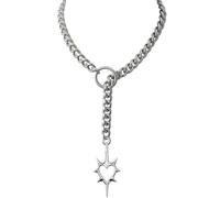 YUGSHNKFC Punk Heart Thorn O Rings Chain Necklace Adjustable Clavicle Chain Stainless Steel Accessory for Women and Men Edgy Hollow Heart Pendant Necklace