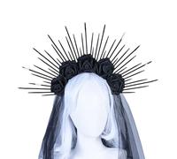 YUGSHNKFC SunGoddess Headband for Women VirginMary Halloween RoseFlower Hairband Party Dress Up Hairhoop Wedding Headpieces