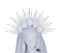 YUGSHNKFC SunGoddess Headband for Women VirginMary Halloween RoseFlower Hairband Party Dress Up Hairhoop Wedding Headpieces