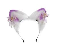 YUGSHNKFC Sweet Students Woman Photoshoots Hairband with Flower Hairpin Decor Cat Ears Headbands Ethnic Cartoon Hair Hoop