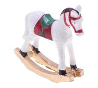 YUGSHNKFC Tiny Resin Christmas Horse Decoration for Dollhouses Vintage Design Home Display Retro Tiny Rocking Horse for Dollhouses