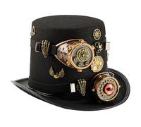 YUGSHNKFC Victorian Punk Top Hat With Detachable Monocular Goggles Decoration Theme Party Headwear For Halloween Costume Parties Vintage Steampunk Cylinder Hat