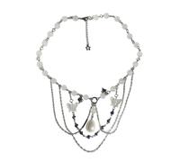 YUGSHNKFC Vintage Crystal Moon Star Necklace Women Tassels Layers Pendant Necklaces Collar Chain Jewelry Party