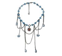 YUGSHNKFC Vintage Crystal Moon Star Necklace Women Tassels Layers Pendant Necklaces Collar Chain Jewelry Party