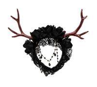 YUGSHNKFC Witch Horn Dark Lace Headwear Party Headbands Devil Horn Animation Hair Hoop for Live Show Role Play