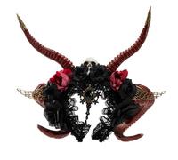 YUGSHNKFC Witch Horn Dark Lace Headwear Party Headbands Devil Horn Animation Hair Hoop for Live Show Role Play