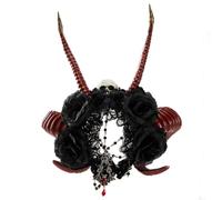 YUGSHNKFC Witch Horn Dark Lace Headwear Party Headbands Devil Horn Animation Hair Hoop for Live Show Role Play