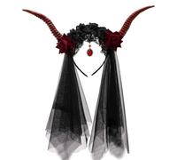 YUGSHNKFC Witch Horn Dark Veil Headwear Party Headbands Devil Horn Animation Hair Hoop for Live Show Role Play