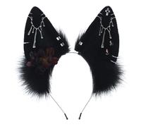 YUGSHNKFC Wolf Ear Hairhoop for Women with Flower Plush Hairband Exotic Anime Headband Party Costume Girl Cosplay Props Headpieces