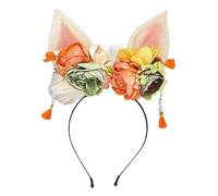 YUGSHNKFC Women's Flower Headdress with Long Ribbon Beautiful Rabbit Ear Headband Cosplay Hair Clip Photo Props
