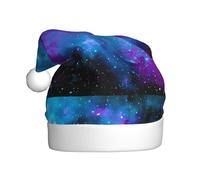 YUGTAEE Adult plush Christmas hat Purple Star Sky Printed with soft touch for holiday parties and dances suitable for men and women