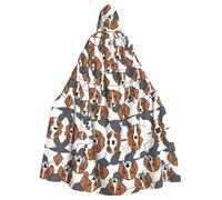 YUGTAEE Beagle Patterns Printed Halloween Adult Hooded Cape Cloak For Role-Playing, Stage Costumes, Parties Easy Care