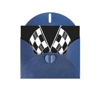 YUGTAEE Blue Greeting Card Black White Formula Checkered Flags Pattern Printed 4x6in for Christmas, children's birthdays, Valentine's Day, wedding anniversaries, and party invitations