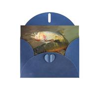 YUGTAEE Blue Greeting Card Brook Trout Fly Fishing Printed 4x6in for Christmas, children's birthdays, Valentine's Day, wedding anniversaries, and party invitations