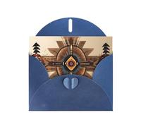 YUGTAEE Blue Greeting Card Native American Painting Printed 4x6in for Christmas, children's birthdays, Valentine's Day, wedding anniversaries, and party invitations