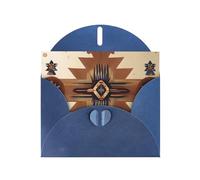 YUGTAEE Blue Greeting Card Native American Patterns Printed 4x6in for Christmas, children's birthdays, Valentine's Day, wedding anniversaries, and party invitations