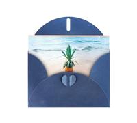 YUGTAEE Blue Greeting Card Pineapple by The Sea Printed 4x6in for Christmas, children's birthdays, Valentine's Day, wedding anniversaries, and party invitations