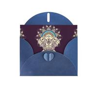 YUGTAEE Blue Greeting Card Stylish Boho Map Elephant Printed 4x6in for Christmas, children's birthdays, Valentine's Day, wedding anniversaries, and party invitations