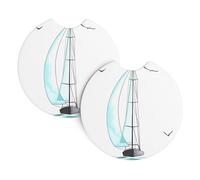 Yugtaee Blue Sailboat Printing Car Interior Cup Holder Pad 2 Pc Waterproof & Quick Drying, Protects Against Spills & Scratches