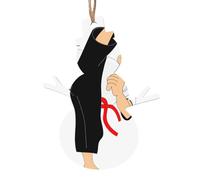 YUGTAEE Christmas Wooden Ornaments Snowman Shape 1 PC cartoon karate Printed for hanging on Christmas trees