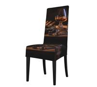 YUGTAEE cigar and whiskey Picture dining chair cover is easy to disassemble and made of high resilience fabric that is wear-resistant