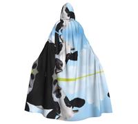 Yugtaee Cow Patterns Printed Halloween Adult Hooded Cape Cloak For Role-Playing, Stage Costumes, Parties Easy Care