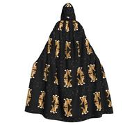 Yugtaee Cute Baby Jaguar Printed Halloween Adult Hooded Cape Cloak For Role-Playing, Stage Costumes, Parties Easy Care