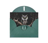 YUGTAEE Dark Green Greeting Card Late Night Owl Printed 4x6in for Christmas, children's birthdays, Valentine's Day, wedding anniversaries, and party invitations
