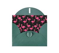 YUGTAEE Dark Green Greeting Card Lovely Pink Flamingos Printed 4x6in for Christmas, children's birthdays, Valentine's Day, wedding anniversaries, and party invitations