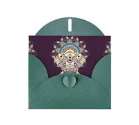YUGTAEE Dark Green Greeting Card Stylish Boho Map Elephant Printed 4x6in for Christmas, children's birthdays, Valentine's Day, wedding anniversaries, and party invitations
