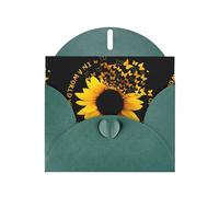 YUGTAEE Dark Green Greeting Card Sunflower on Black Background Printed 4x6in for Christmas, children's birthdays, Valentine's Day, wedding anniversaries, and party invitations