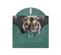 YUGTAEE Dark Green Greeting Card Tiger at rest Printed 4x6in for Christmas, children's birthdays, Valentine's Day, wedding anniversaries, and party invitations