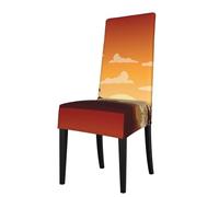 YUGTAEE Elephant and Giraffe in The Sunset Picture dining chair cover is easy to disassemble and made of high resilience fabric that is wear-resistant