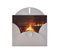 YUGTAEE Gray Greeting Card Beautiful bonfire Printed 4x6in for Christmas, children's birthdays, Valentine's Day, wedding anniversaries, and party invitations