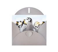 YUGTAEE Gray Greeting Card Cute Penguin Animal Pattern Printed 4x6in for Christmas, children's birthdays, Valentine's Day, wedding anniversaries, and party invitations
