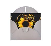 YUGTAEE Gray Greeting Card Sunflower on Black Background Printed 4x6in for Christmas, children's birthdays, Valentine's Day, wedding anniversaries, and party invitations