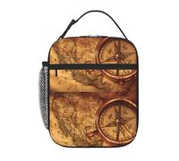 YUGTAEE Law of The Compass Navigation Picture Portable Handheld Insulated Lunch Bag Suitable for Students to Work and Travel