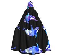 Yugtaee Orca Killer Whale Printed Halloween Adult Hooded Cape Cloak For Role-Playing, Stage Costumes, Parties Easy Care