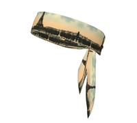 YUGTAEE Paris Vintage Postcard Picture Sports Double-Sided Headscarf for Women and Men Adjustable for All Head Circumferences