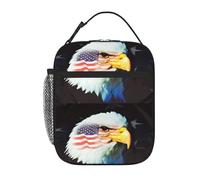 YUGTAEE Patriotic Eagle Picture Portable Handheld Insulated Lunch Bag Suitable for Students to Work and Travel
