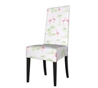 YUGTAEE Pink Flamingos Picture dining chair cover is easy to disassemble and made of high resilience fabric that is wear-resistant