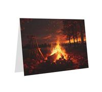 YUGTAEE Pink Greeting Card Beautiful bonfire Printed 4x6in for Christmas, children's birthdays, Valentine's Day, wedding anniversaries, and party invitations
