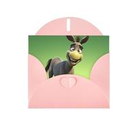 YUGTAEE Pink Greeting Card cartoon donkey -ar Printed 4x6in for Christmas, children's birthdays, Valentine's Day, wedding anniversaries, and party invitations