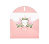 YUGTAEE Pink Greeting Card Cute Funny Frog Doing Yoga Printed 4x6in for Christmas, children's birthdays, Valentine's Day, wedding anniversaries, and party invitations