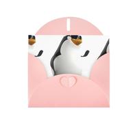 YUGTAEE Pink Greeting Card penguin with glasses Printed 4x6in for Christmas, children's birthdays, Valentine's Day, wedding anniversaries, and party invitations