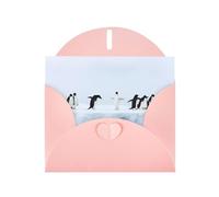 YUGTAEE Pink Greeting Card Penguins on the Iceberg Printed 4x6in for Christmas, children's birthdays, Valentine's Day, wedding anniversaries, and party invitations